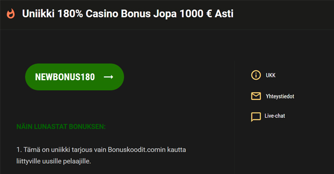 Million Vegas casino bonuskoodi aktivoituu sivulla automaattisesti