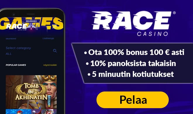 Race Casino tarjoaa hyvät bonukset ja käteispalautuksen.