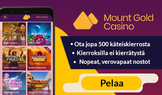 Kokeile uutta Mount Gold Casinoa huikealla edulla, jonka avulla saat 10% tappioista takaisin