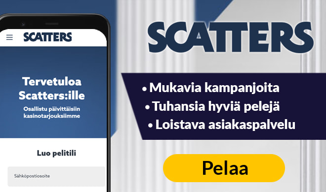 Kokeile Scatters Casinoa riskittömällä 25 € bonuksella