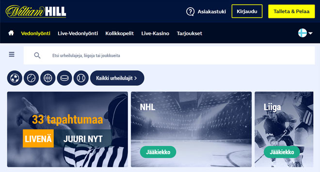 WilliamHill tarjoaa myös live-vetoja