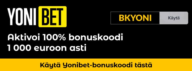 Aktivoi Yonibet 100% bonuskoodi BKYONI tästä