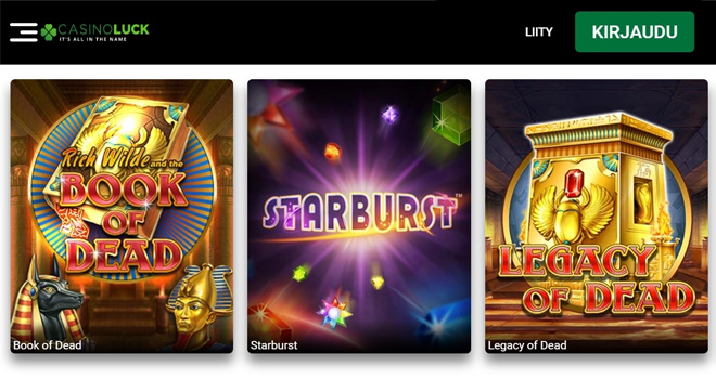 Kävimme tutustumassa CasinoLuck aulaan josta löytyi kymmeniä hauskoja pelejä