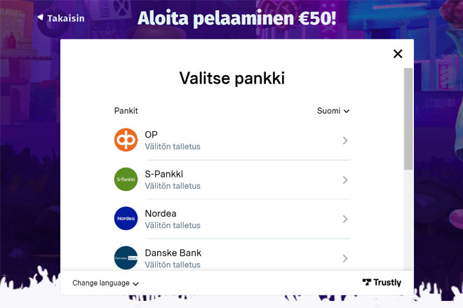 Casombie Casino talletus ja kotiutus tapahtuu kätevästi verkkopankin kautta