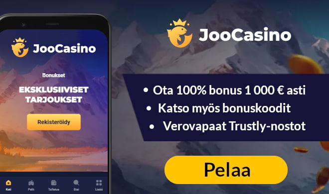 JOOCasino tarjoaa 5 - 15 prosenttia käteispalautusta kaikista eduista