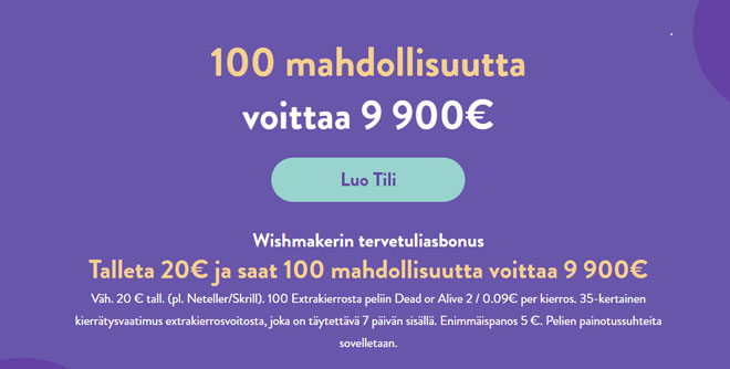Uudet asiakkaat saavat 100 Dead or Alive 2 ilmaiskierrosta Wishmaker kasinolta