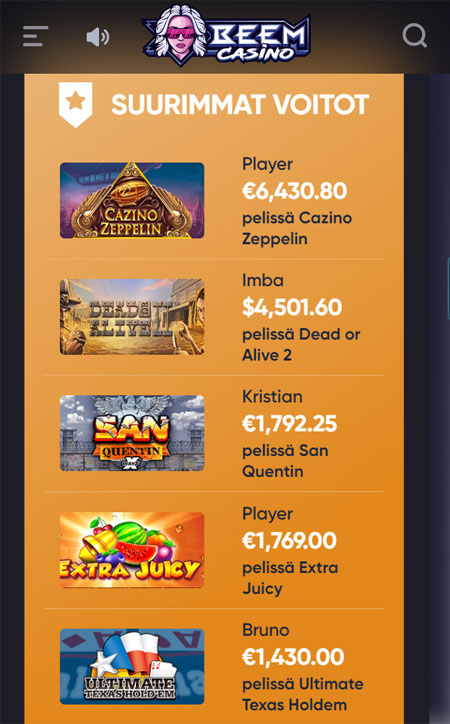 Beem Casino toimii loistavasti myös puhelimella