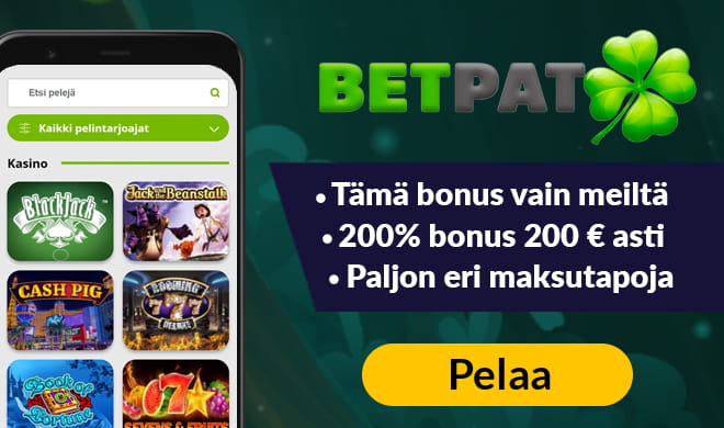 Uniikki bonus: talletuksesi triplataan aina 100 € talletukseen asti.