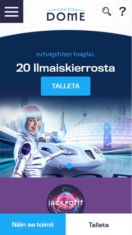 Casinodome toimii myös mobiilissa