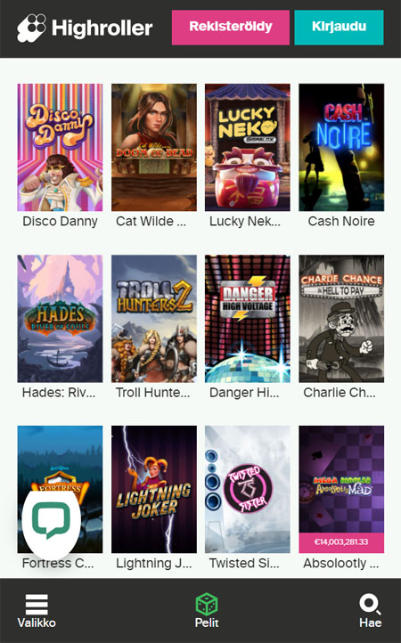 Highroller casino toimii myös mobiilissa