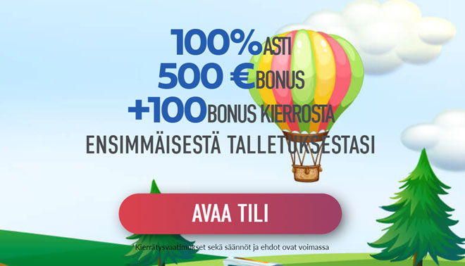 Uudet asiakkaat saavat 100% bonuksen 500 € asti