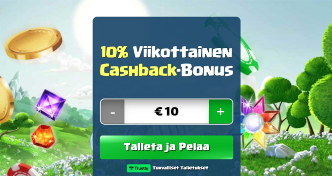 Duelz Casinolla bonuksena on 10% käteispalautus