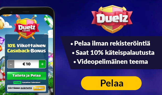 Uusi Duelz Casinon asiakas saa heti kättelyssä 50 kierrosta ilman talletusta