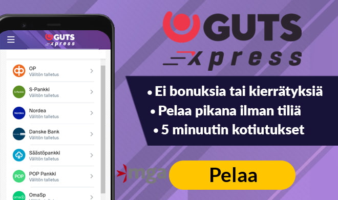 Pelaa pikana ilman rekisteröintiä GutsXpress kasinolla