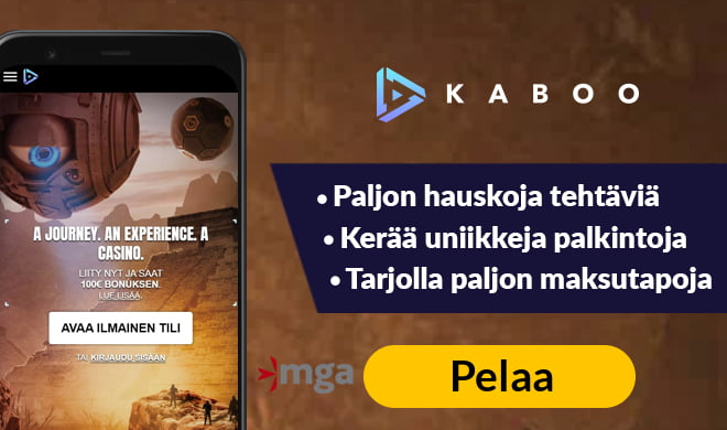 Aloita pelit Kaboo Casinolla aktivoimalla 200% non-sticky bonus 100 € asti sekä 100 käteiskierrosta Book of Dead -peliin