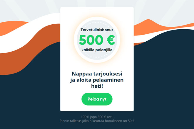 Simple casino tarjoaa 100% non-sticky bonuksen, joka on voimassa 500 € asti
