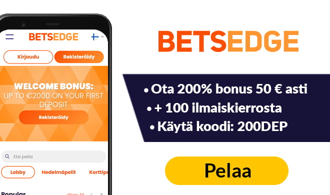 Kokeile Betsedge kasinoa 200% bonuksella 100 € asti