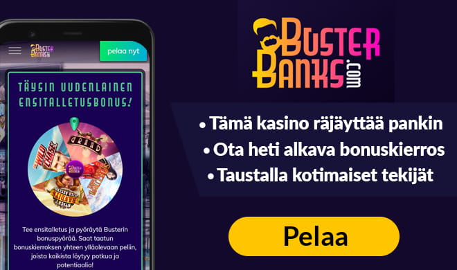 Aloita pelit Buster Banks Casinolla välittömällä bonuksella