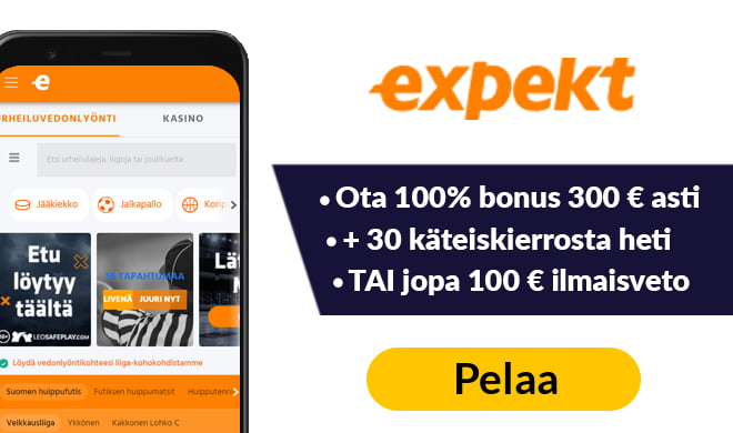 Aloita pelit Expekt kasinolla 100% bonuksen voimin