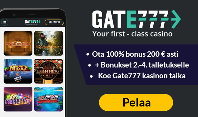 Kokeile nyt Gate777 Casinoa 150% bonuksella 200 € asti