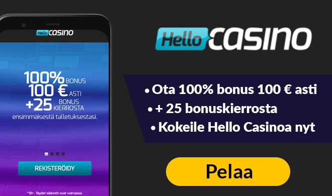 HelloCasino tuplaa talletuksesi aina 100 € asti