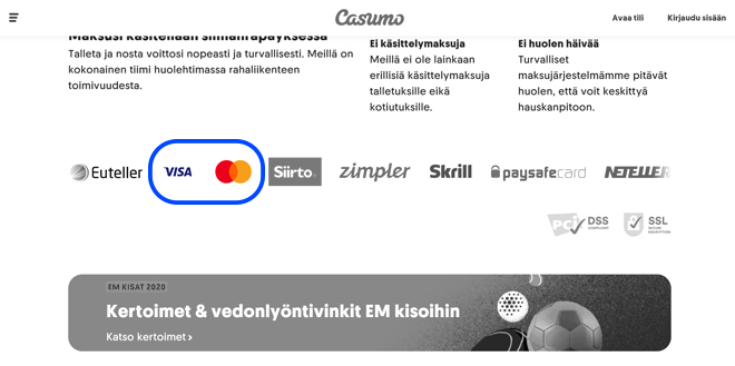 Mastercard kasino on helppo tunnistaa tallettaessa.