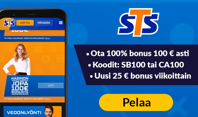 Kokeile STSbet kasinoa 100% bonuksella, joka on voimassa aina 100 € asti