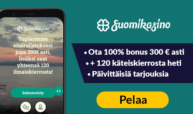 Kokeile Suomikasinoa 100% bonuksella sekä 120 käteiskierroksella
