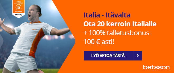 Betsson Italia - Itävalta 20 kerroin Italialle