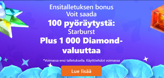 Nappaa jopa 100 käteiskierrosta ensitalletuksellesi
