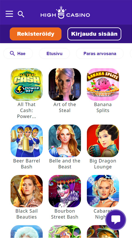 Kokeile High5Casinon pelejä mobiilissa