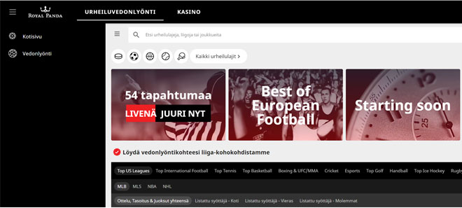 RoyalPandalla pääset myös asettamaan vetoja