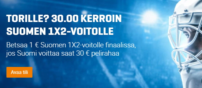 Suomi Kanada kerroin - Ota 30 kerroin Suomelle finaaliin