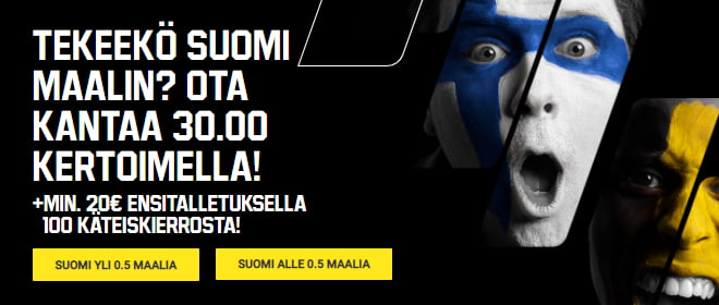 Unibet Suomi - Belgia kerroin Suomen maalille