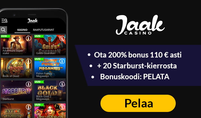 Ota Jaak Casino bonus haltuun, saat 200% edun 120 € asti