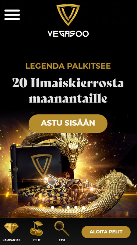 Vegasoo Casino toimii näppärästi myös mobiilissa