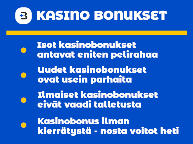 Kasino bonukset - tarjolla on paljon eri vaihtoehtoja