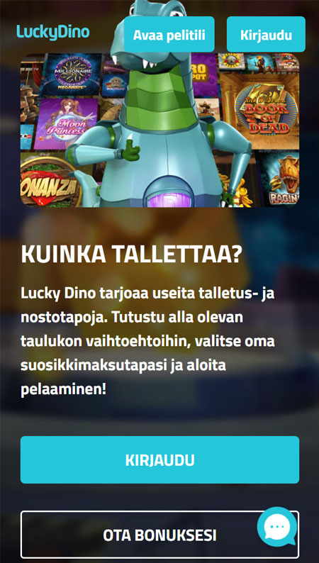 LuckyDino toimii hyvin myös puhelimella