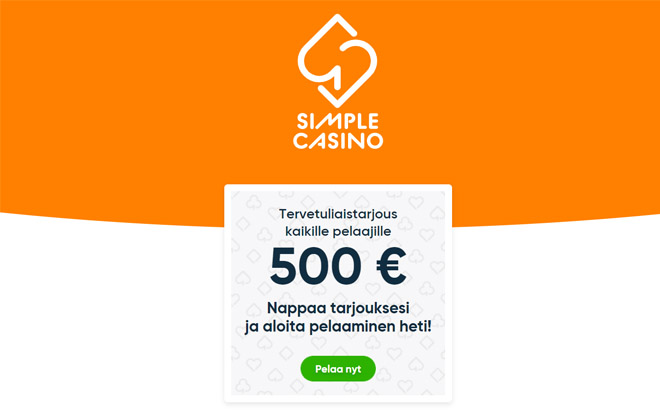 Simple Casino tarjoaa 100% bonuksen 500 € asti