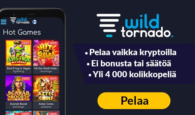 Laita WildTornado testiin 1 000 € bonuksella