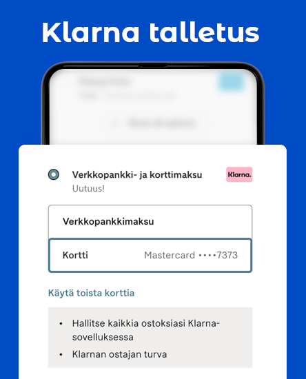 Klarna talletus kasinolle tapahtuu joko verkkopankkimaksulla tai kortilla.