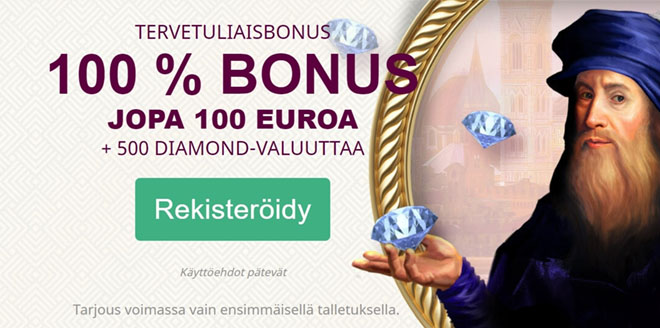 Da Vinci's Casinolla on bonuksena 100% etu 100 € asti