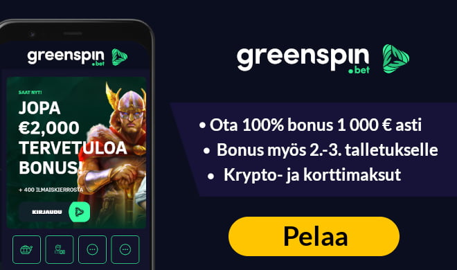 Laita Greenspin Casino bonus kokeiluun, siinä on vain 3-kertainen kierrätysvaatimus.