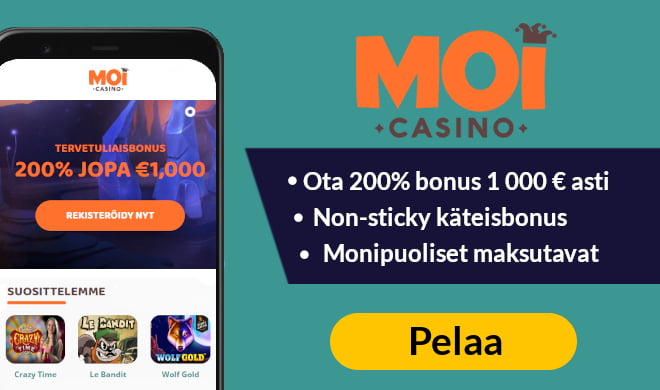 Moi Casino aloittaa pelit 200% bonuksella 200 € asti