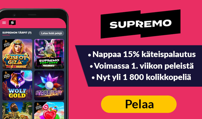 Pelaa Supremo Casino sivulla 100% bonuksella