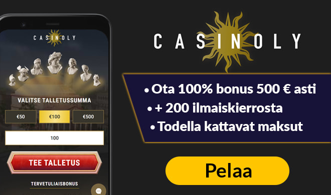 Casinoly Casinolla tuplaat ensimmäisen talletuksen aina 500 € asti