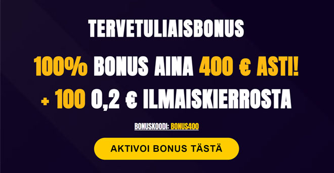 Mozzart Casino bonus tuplaa talletukset jopa 400 € asti