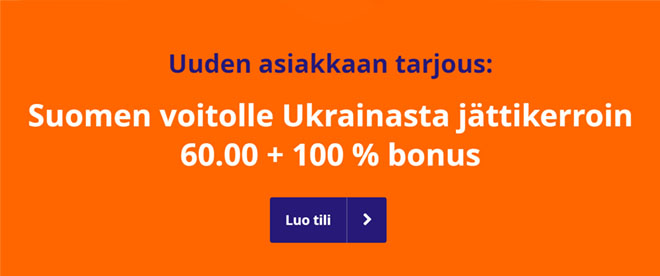 Suomi Ukraine tarjous kerroin on 60.00