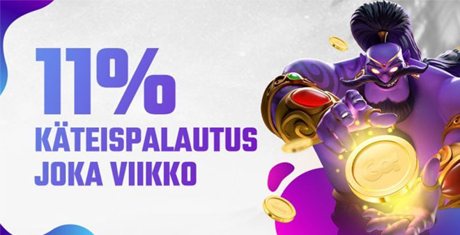 Saat joka viikko 11% tappioista takaisin käteisenä