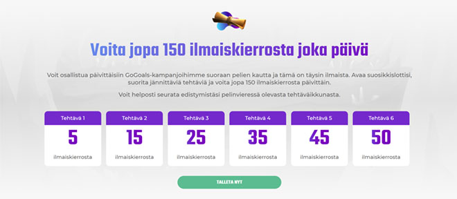 GoSlotilta nappaat 150 kierrosta päivässä